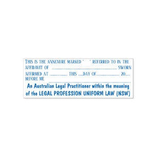 Tampon Auto-encreur Déclaration du soliciteur annexe droit NSW bleu