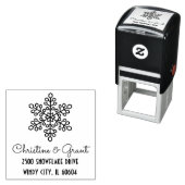 Tampon Auto-encreur Deco Snowflake Script Holiday Adresse de retour (En situation)