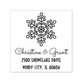 Tampon Auto-encreur Deco Snowflake Script Holiday Adresse de retour (Design)
