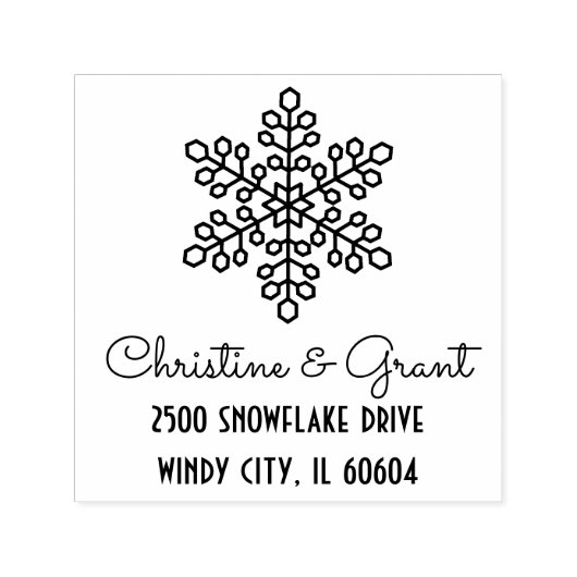 Tampon Auto-encreur Deco Snowflake Script Holiday Adresse de retour (Design)
