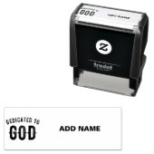 TAMPON AUTO-ENCREUR  DÉDIÉ À DIEU COOL PERSONNALISABLE NOIR TEXTE (En situation)