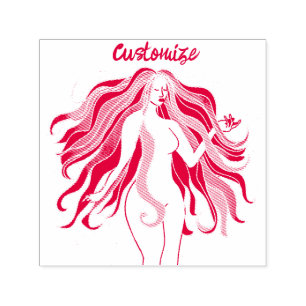 Tampon Auto-encreur Déesse aux cheveux longs multicolores Thunder_Cove