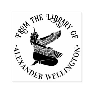 Tampon Auto-encreur Déesse égyptienne Maat Silhouette Nom du livre de 