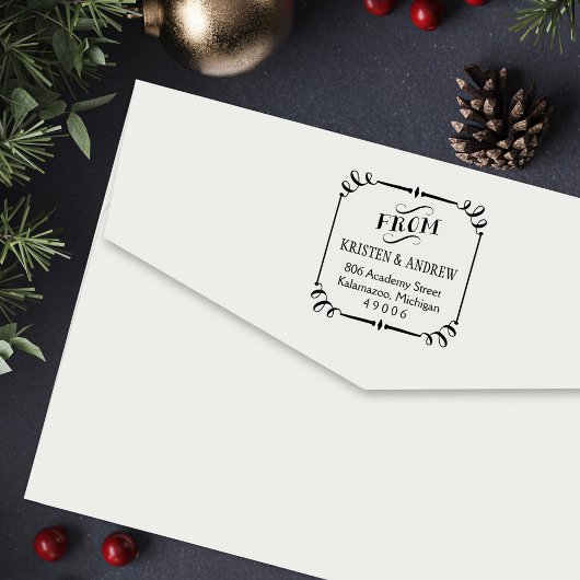 Tampon Auto-encreur Défilement élégant encadré à partir de l'adresse d