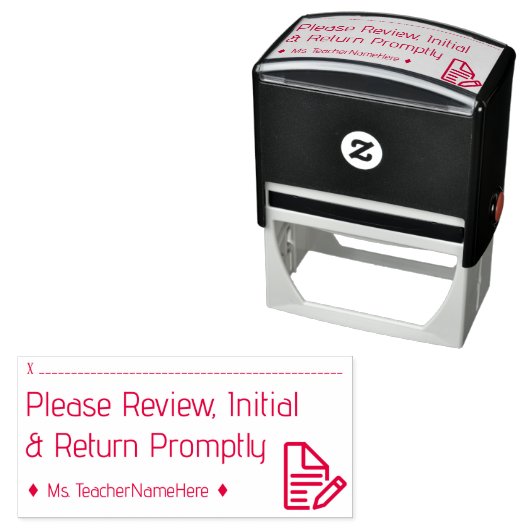 Tampon Auto-encreur Demande de révision + Nom Timbre en caoutchouc (En situation)