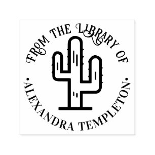 Tampon Auto-encreur Desert Cactus "From the Library of" Nom du livre