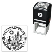 Tampon Auto-encreur Desert Cactus Landcape #1 Nom Adresse de retour (En situation)