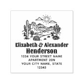 Tampon Auto-encreur Desert Cactus Paysage #3S SQ Nom Adresse de retour (Design)