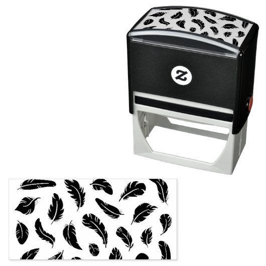 Tampon Auto-encreur Design d'icône en plumes noires (En situation)