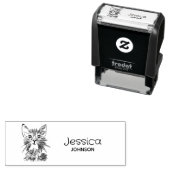 Tampon Auto-encreur Dessin de chat mignon Nom personnalisé Enfants Sig (En situation)