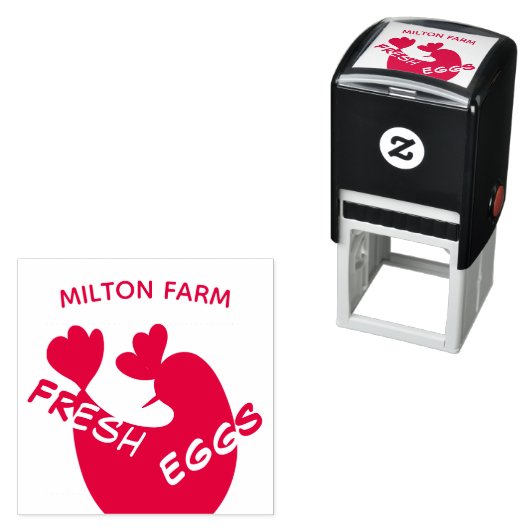 Tampon Auto-encreur dessin mignon avec monogramme d'oeuf de poulet (En situation)