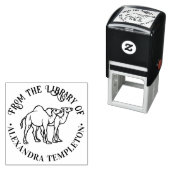 Tampon Auto-encreur Deux chameaux dromadaires Outline Library Nom du l (En situation)