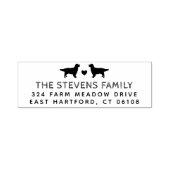 Tampon Auto-encreur Deux chiens Nom et adresse du coeur (Design)