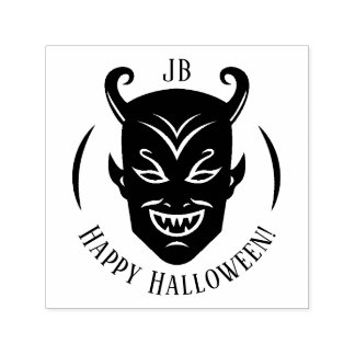 Tampon Auto-encreur Diable de monogramme Halloween