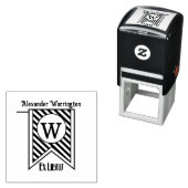 Tampon Auto-encreur Diag Stripe Bannière initiale Monogramme Ex Libris (En situation)