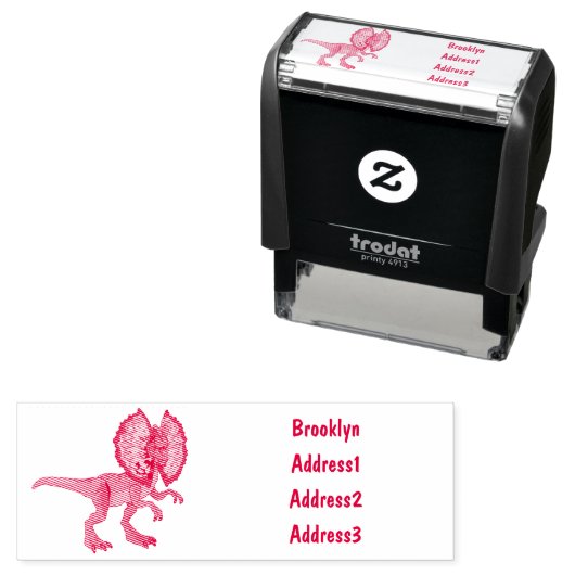 Tampon Auto-encreur Dilophosaurus dessin animé (En situation)