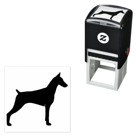 Tampon Auto-encreur Doberman Pinscher Chien race Silhouette (En situation)