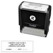 Tampon Auto-encreur Document original certifié True Copy signé daté (En situation)