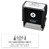 Tampon Auto-encreur Doodle Christmas Trees Custom Return Adresse (En situation)