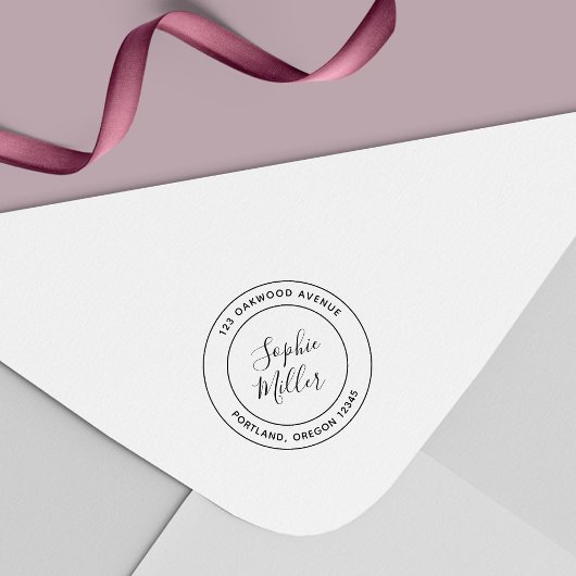 Tampon Auto-encreur Double bordure moderne Adresse de retour