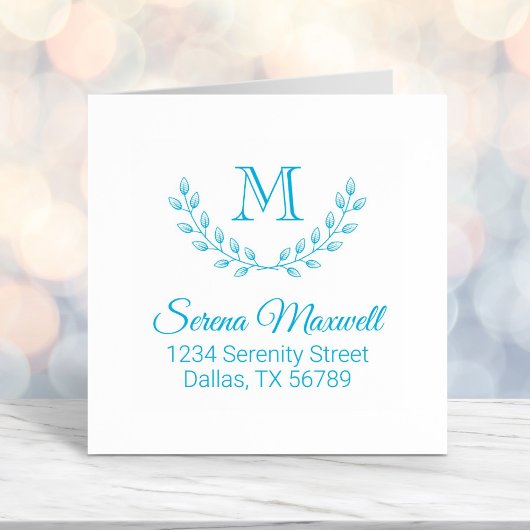 Tampon Auto-encreur Double couronne, Feuille Monogramme 2 Adresse