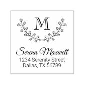 Tampon Auto-encreur Double couronne florale, Fleurs Monogramme 2 Adres (Design)