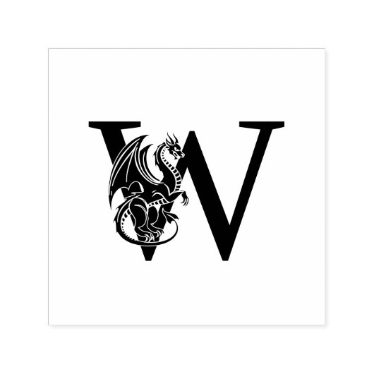 Tampon Auto-encreur Dragon Mythique Sur Un Monogramme Initial En Auteu (Design)
