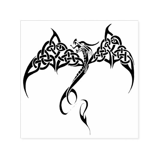 Tampon Auto-encreur Dragon tribal celtique noir blanc (Design)