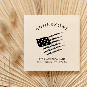 Tampon Auto-encreur Drapeau patriotique américain  Adresse de retour 