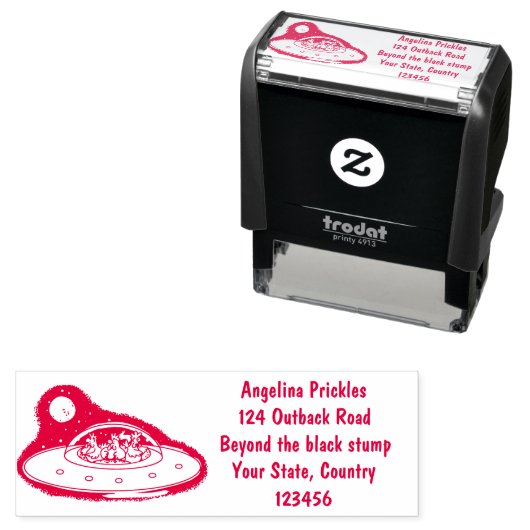 Tampon Auto-encreur Drôle poule dans l'espace dessin animé (En situation)