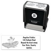 Tampon Auto-encreur Drôle tortue vague de surf dessin animé (En situation)