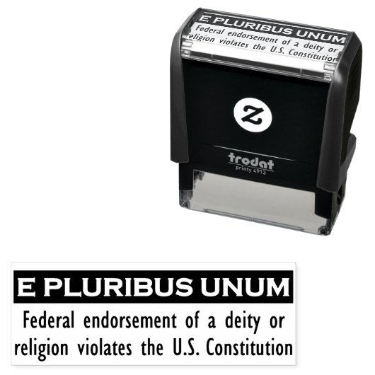 Tampon Auto-encreur E PLURIBUS - Timbre UNUM - Noir/Moyen (En situation)