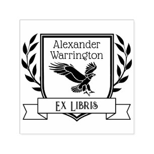 Tampon Auto-encreur Eagle Crest Ribbon Ex Libris Nom du livre