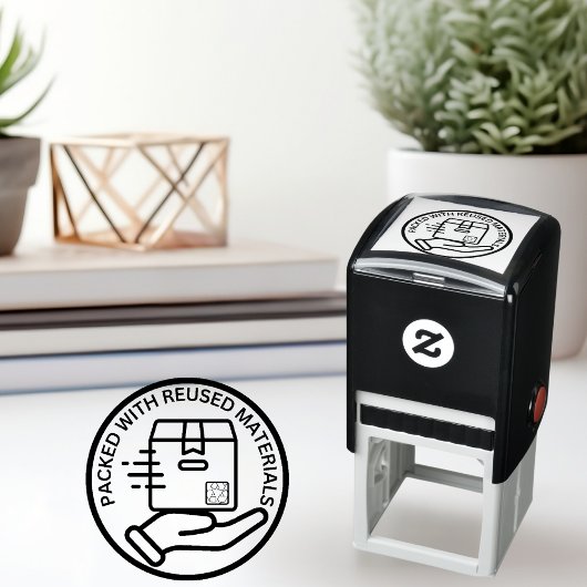 TAMPON AUTO-ENCREUR ÉCOLOGIQUE EMBALLÉ AVEC DES MATÉRIAUX RÉUTILISÉS