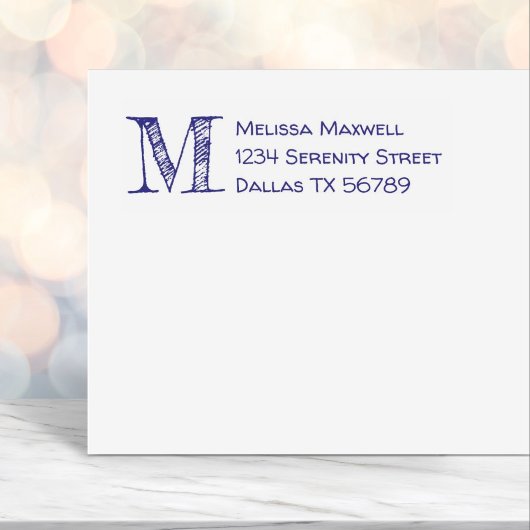 Tampon Auto-encreur Écrit à la main Wobbly Childlike Monogramme Adress