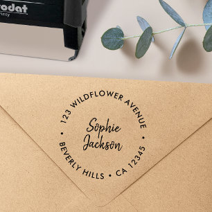 Tampon Auto-encreur Écrite à la main moderne Adresse de retour arron