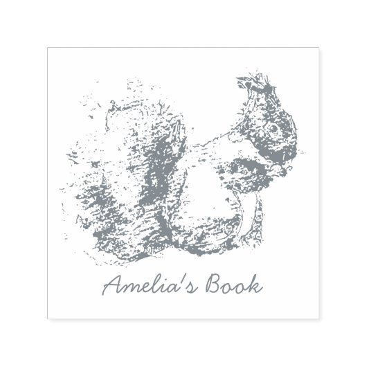 Tampon Auto-encreur Écureuil Monogramme Ce Livre Appartient À (Design)