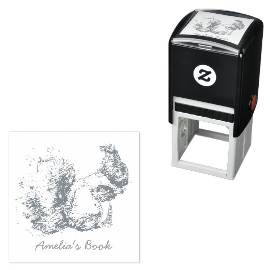 Tampon Auto-encreur Écureuil Monogramme Ce Livre Appartient À (En situation)