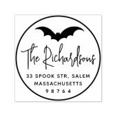 Tampon Auto-encreur Éffrayant Bat Round Halloween Adresse de retour (Design)