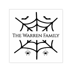 Tampon Auto-encreur Éffrayant Spiderweb Spiders Bats Nom de famille