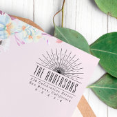 Tampon Auto-encreur Elégant Art Déco Sun Nom personnalisé & Adresse de