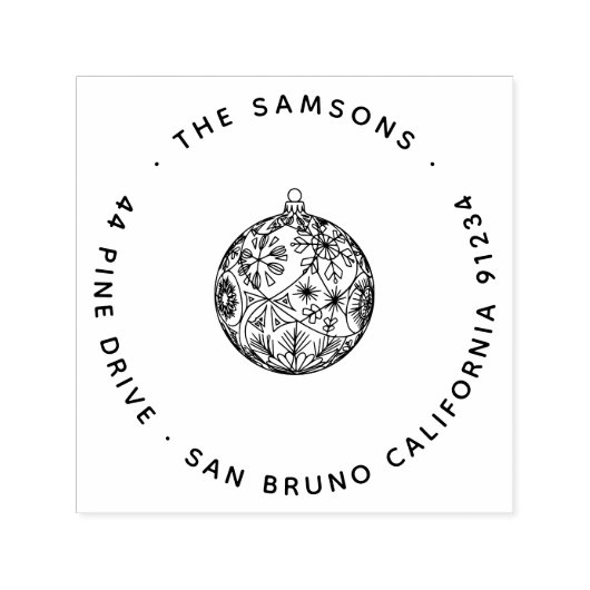 Tampon Auto-encreur Élégant Bauble de Noël moderne Nom et adresse (Design)
