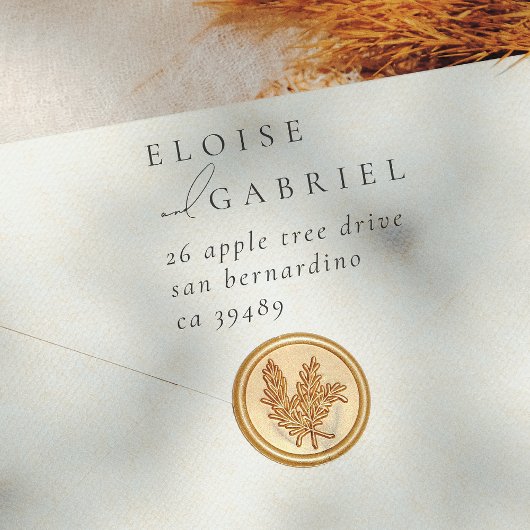 Tampon Auto-encreur Elegant Bohemian Minimalist Mariage Adresse de ret