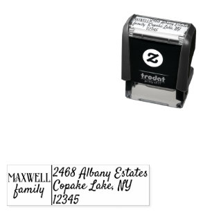 Tampon Auto-encreur Élégant Bold Nom de famille Adresse Black Multi Co