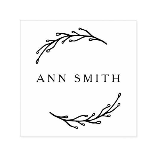 Tampon Auto-encreur Élégant Botanical Circular Business Nom du logo (Design)