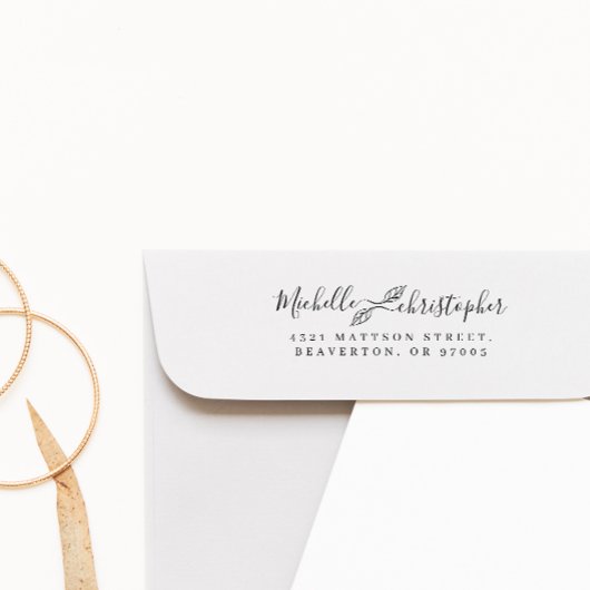 Tampon Auto-encreur Élégant Botanique Chic Mariage Retour Adresse pers