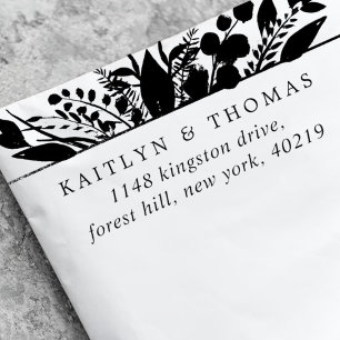 Tampon Auto-encreur Élégant Botanique Verdure Mariage Floral