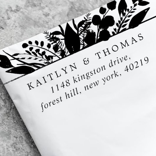 Tampon Auto-encreur Élégant Botanique Verdure Mariage Floral