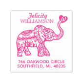 Tampon Auto-encreur Élégant coeur orné d'éléphant fleuri (Design)