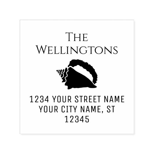 Tampon Auto-encreur Elegant Conch Shell #2 Beach Nom Adresse de retour (Design)